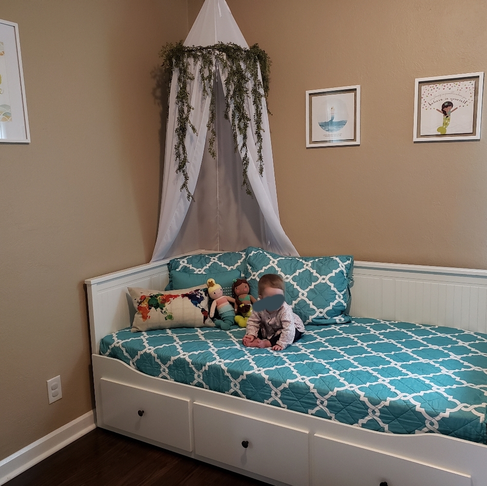 Madison Park - Aqua blue reversible daybed quilt